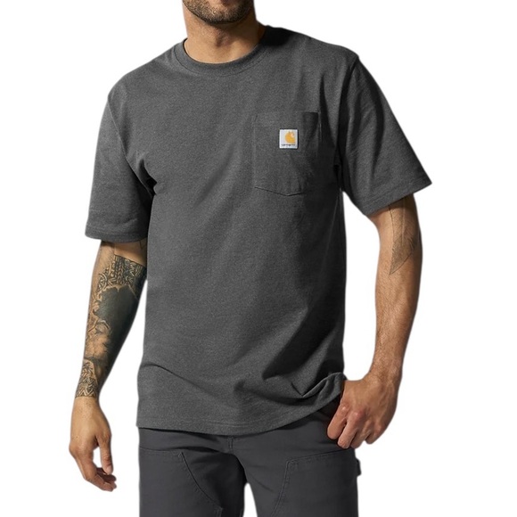 NWT Carhartt Men's K87 Short Sleeve Workwear Pocket T-Shirt Gray Heather Size XL - Picture 2 of 10